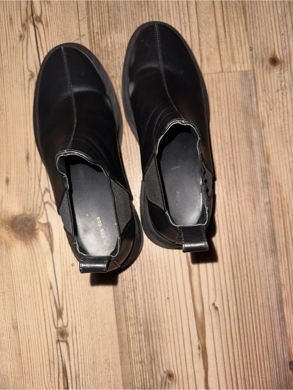 The Row Black Leather Chelsea Ankle Boots - Picture 4 of 5
